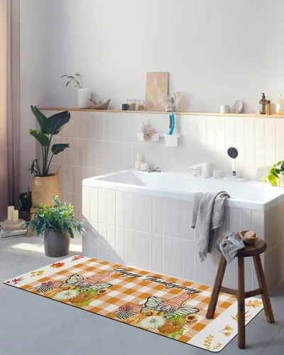 Vista 4 de Thanksgiving Elf Bath Mat for Tub,Non Slip Bathroom Floor Runner Rug Quick Dry & Absorbent Diatomaceous Earth Shower Sink Kitchen Washable