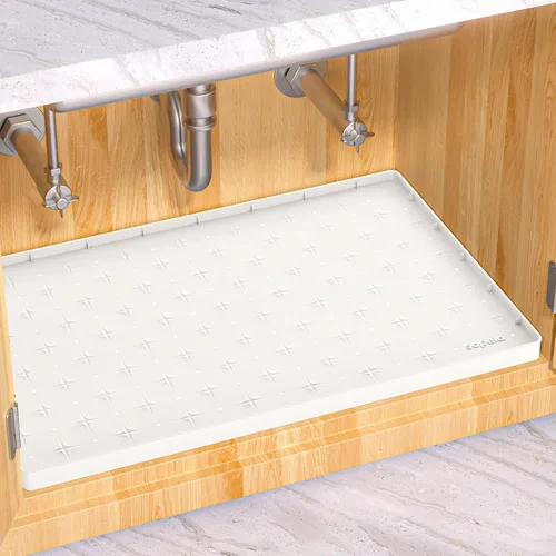 Vista 12 de Sdpeia - Tapete para debajo del fregadero, tapete impermeable de silicona mejorado, para proteger los gabinetes de cocina, organizadores y alacenas