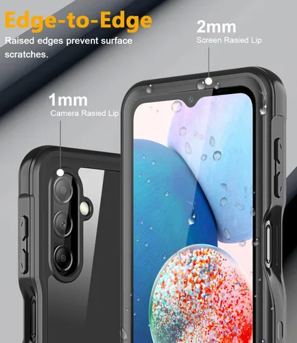Vista 5 de Funda impermeable para Samsung Galaxy A14 5G, protector de pantalla integrado, cuerpo completo de 360°, resistente a prueba de golpes, a prueba