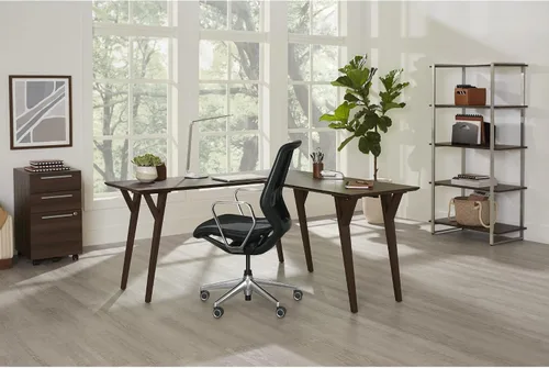 Vista 5 de Realspace Trezza - Escritorio para computadora en forma de L, de 62 pulgadas de ancho, nogal cálido