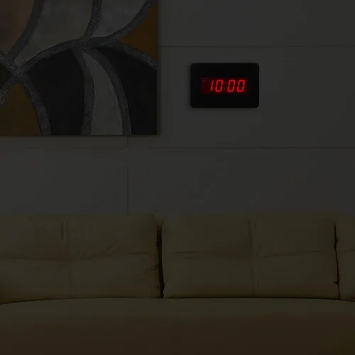 Vista 3 de Reloj de pared digital con batería con pantalla LED, reloj de pared con retroiluminación, mesa, alarma, brillo ajustable, 12/24 horas