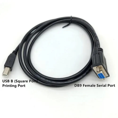 Vista 3 de Puerto USB de impresión de puerto B macho a DB9 hembra RS232 Cable serie DB9 a USB tipo B Transmisión de datos Cable adaptador de impresora 6.6 ft