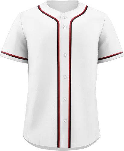 Vista 39 de KXK Camiseta de béisbol en blanco para hombre, camisas casuales con botones, manga corta, uniforme deportivo de equipo activo