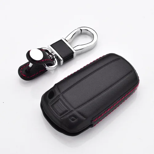 Vista 4 de Funda de cuero genuino para llavero para hombres y mujeres para BMW 3 Series 5 Series 6 Series M3 M5 X1 X5 X6 Z4, estuche para llave remota de coche