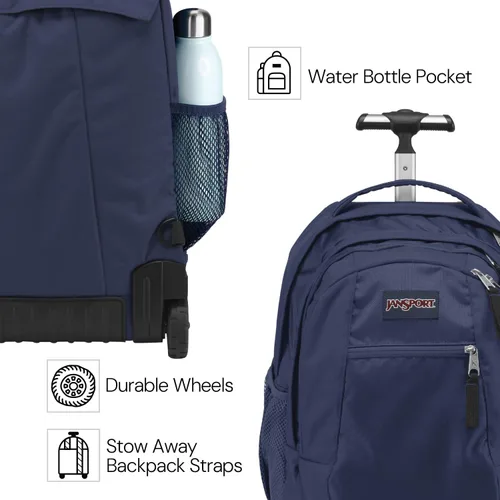 Vista 3 de JanSport Mochila con ruedas Driver 8, Negro, Tamaño único