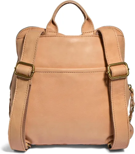 Vista 7 de American Leather Co. Cleveland - Mochila mediana para mujer, color beige, 100% piel auténtica, elegante mochila de tamaño mediano con detalles