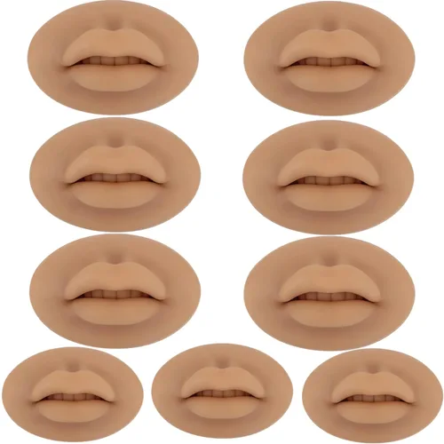 Vista 13 de Labios falsos de tatuaje, 3 piezas de tatuajes, labios de práctica de silicona 5D para prácticas de maquillaje, práctica de tatuajes realistas