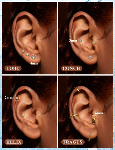 Vista 5 de Aretes de nariz de acero quirúrgico 316L, 20G, 18G y 16G, sin rosca, aretes de lóbulo para cartílago, cartílago, oreja, labio, piercing para mujeres