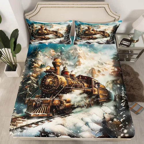 Vista 7 de Juego de sábanas bajeras de alce salvaje, tamaño individual, juego de ropa de cama rústica de pino de pesca con peces de Basa, decoración