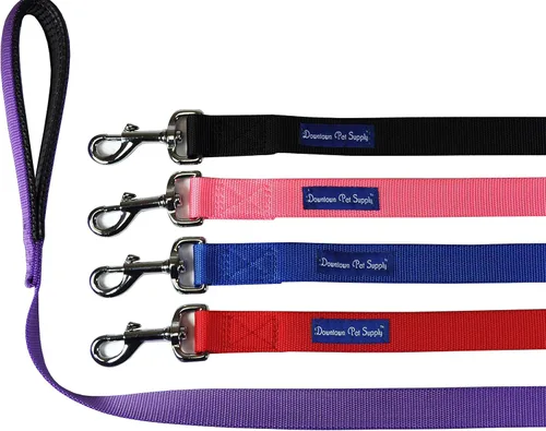 Vista 2 de Correa para perro fuerte y durable (azul, rojo, negro, morado, rosa, 6 ft, 4 ft, 2 ft), por Downtown Pet Supply, Negro