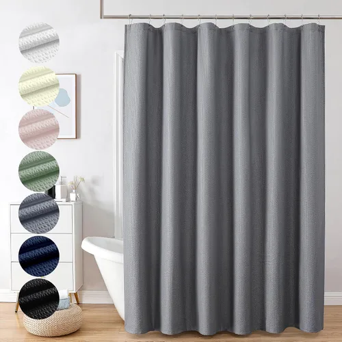 Vista 52 de OVZME Cortina de ducha de tela Berry Stall de 36 x 72 pulgadas, suave y gofre, pequeña cortina de ducha negra para baño con textura para un