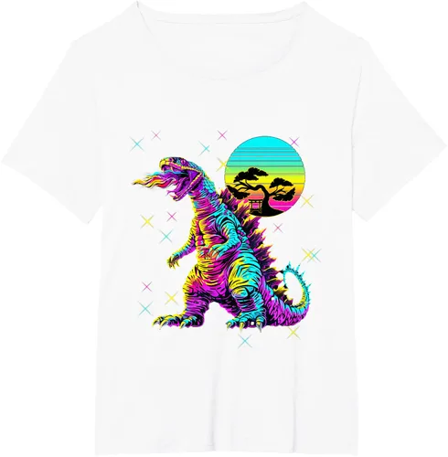 Vista 52 de Cool Streetwear synthwave 80s 90s retro anime snakezilla camiseta, Negro