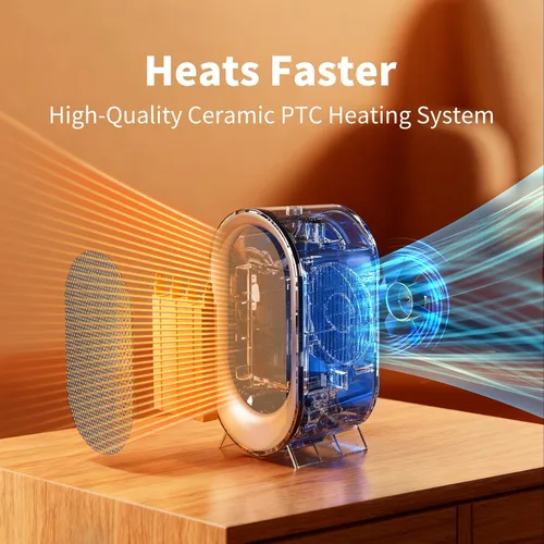 Vista 5 de Calentador de espacio pequeño para uso en interiores, calentador eléctrico portátil de cerámica PTC de 850 W con termostato, calefacción rápida 2S