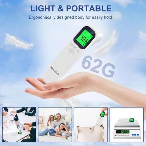 Vista 6 de Termómetro sin contacto – Termómetro digital de frente para bebés, niños y adultos, alarma de fiebre de 3 colores, 2 en 1 modo de frente y objeto