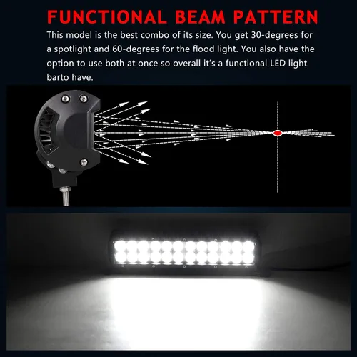 Vista 4 de Willpower - Barra de luz LED de trabajo de 12 pulgadas 72 W para camión, automóvil, ATV, todoterreno, 4x4, Jeep Truck luz de conducción