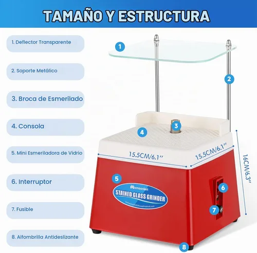 Vista 4 de Mxmoonant Amoladora de vitrales con brocas de amoladora de 5/8 pulgadas y 1 Rojo