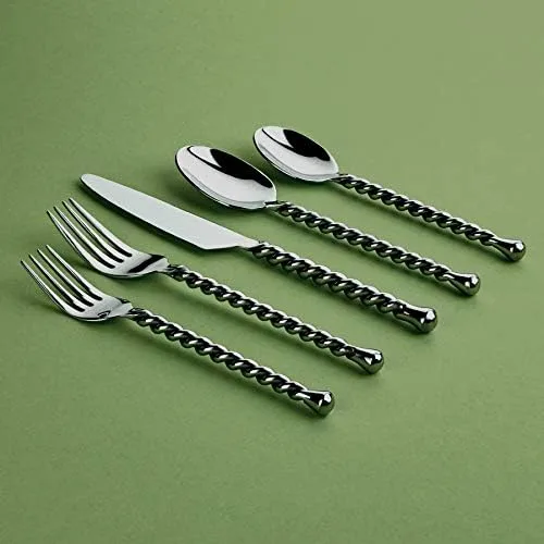 Vista 7 de Gourmet Settings Silver Tear 20 piezas set de cubertería para 4 personas.