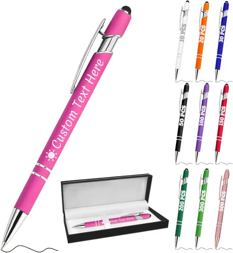 Vista 17 de Bolígrafos personalizados a granel 10 con nombre, grabados con punta de lápiz, bolígrafos de bola personalizados de escritura suave, regalos