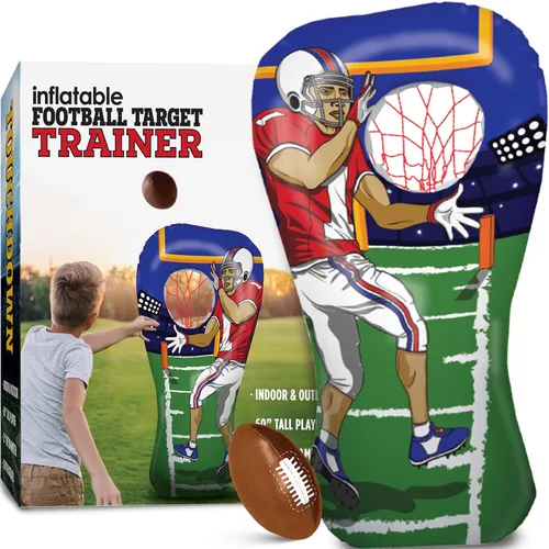 Vista 2 de Island Genius Juguete Inflable de Tiro al Blanco de Fútbol Americano y Juego para Niños de 8 a 12 Años, Receptor de 60 Pulgadas con Mini Fútbol