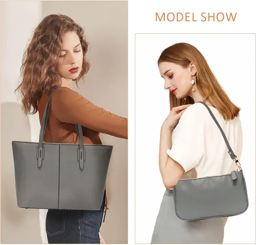 Vista 7 de Monederos y bolsos de mano para mujer, bolsos de hombro con asa superior, juego de 3 piezas