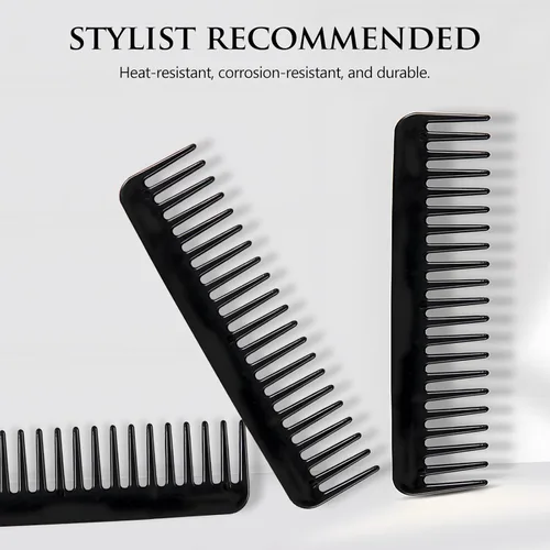 Vista 2 de Paquete de 3 herramientas para cola de cabello, peine de dientes anchos para cabello rizado, largo y grueso, color negro