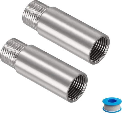 Vista 13 de Brazo de extensión de cabezal de ducha, 1.2 pulgadas, 1/2PT macho a 1/2PT hembra rosca 304, acoplador de montaje de tubería de acero inoxidable 304