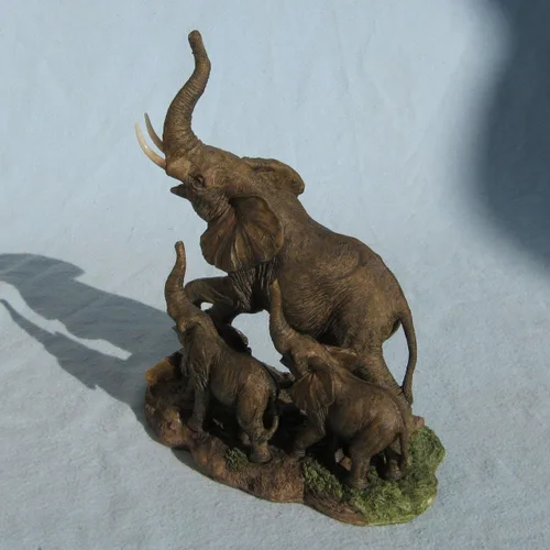 Vista 2 de StealStreet SS-G-54138 - Figura de elefante grande y dos elefantes bebé gris poliresina, 10 pulgadas