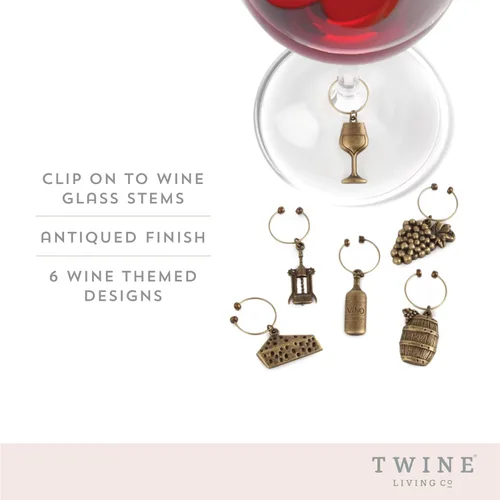 Vista 2 de Twine Dijes de vino y marcadores de bebidas para copas de vino, 6