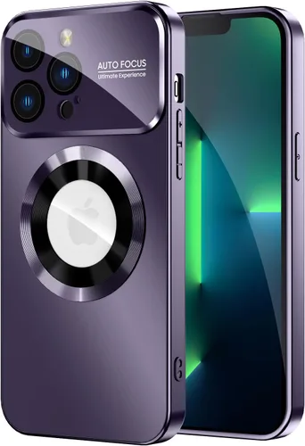 Vista 20 de MAKAVO Funda magnética para iPhone 12 Pro, compatible con MagSafe, protector de lente de cámara integrado, vista de logotipo, funda de teléfono a