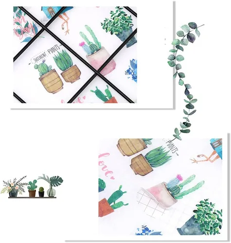 Vista 4 de Kawaii - Juego de calcomanías con diseño de plantas verdes y flores, paquete de calcomanías para álbumes de recortes, diario, diario, agenda