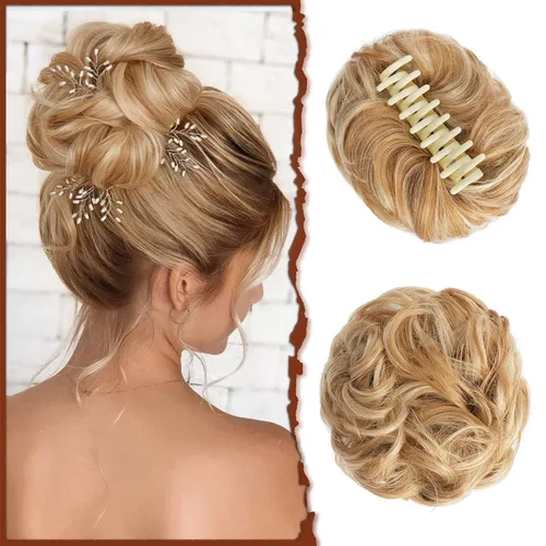 Vista 9 de SOFEIYAN Pinza de Gancho Extension de Cabello con Forma de Moño Desordenado, Cabello Ondulado y Rizado, Pinza de Gancho, Chignon, Cola de Caballo