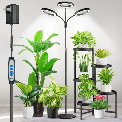 Vista 9 de Aumtrly Luces de cultivo para plantas de interior, luz de escritorio de 80 LED de espectro completo para el cultivo de plantas pequeñas, lámpara