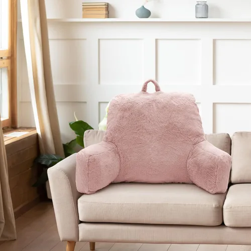 Vista 7 de Almohada de Lectura Grande para Cama, Almohada de Respaldo con Brazos, Soporte de Espalda para Sentarse en la Cama, Sofá para Respaldo de Rosa