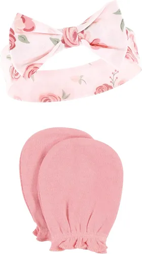Vista 111 de Hudson Baby Conjunto de diadema de algodón y manoplas para rascar para bebé