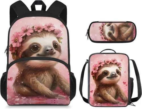 Vista 11 de Mochila 3D Otter para niños de 9 a 11 años, bonita mochila para niñas para la escuela, mochila elegante para niños con lonchera y bolsa