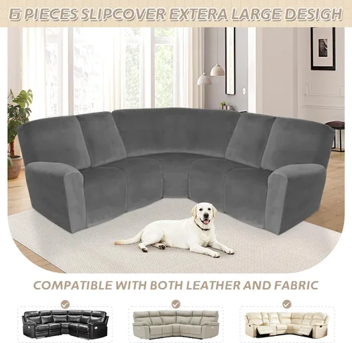 Vista 9 de Arfntevss Fundas de sofá seccional reclinable de terciopelo, Funda de sofá seccional de esquina para sofá reclinable, Funda elástica suave