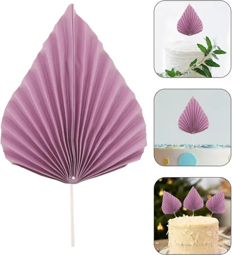 Vista 7 de Didiseaon 10 piezas de hojas de palmera para tartas de papel de hoja de palma, insertos de pastel Monstera para Hawaii, Aloha, selva, verano, boda