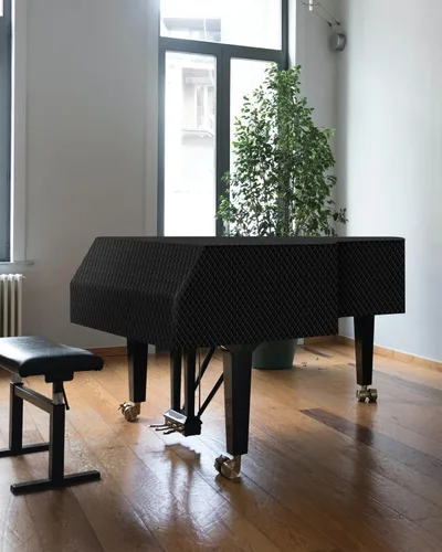 Vista 6 de Funda gruesa para piano de cola, funda de piano de algodón con forro para bebé, funda protectora para piano decorada con bordes suaves y lavables