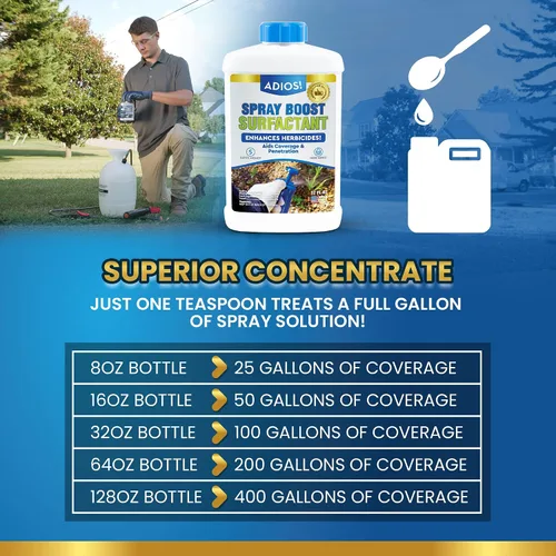 Vista 3 de Adios! Spray Boost Surfactant para herbicidas – Hace 25 galones para rociar malezas y césped – Ayuda a usar menos producto y mejorar el rendimiento