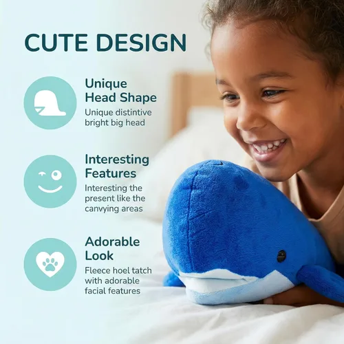Vista 4 de Juguete de peluche realista de ballena espermática – Juguetes de peluche de ballena espermatozoides largos y realistas, súper suaves, muñecos
