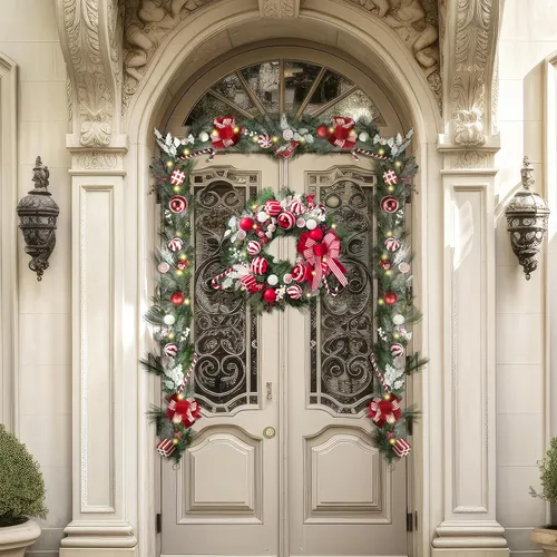Vista 5 de Valery Madelyn - Guirnalda de Navidad preiluminada de 2,7 m con luces para repisa, guirnalda iluminada para exteriores de Navidad con bolas y lazos