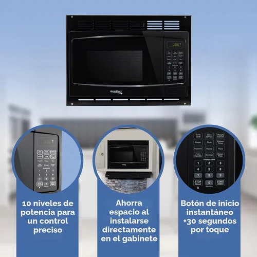 Vista 3 de RecPro Microondas RV con kit de molduras 1.0 pies cúbicos 900 W Reemplazo directo para Greystone y High Pointe (negro) Potencia de cocción