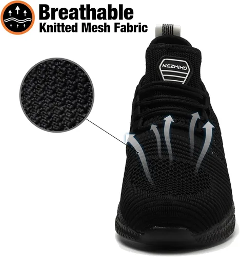 Vista 6 de Kezhiho Zapatos de trabajo con punta de acero para hombre, ligeros, cómodos, antideslizantes, a prueba de pinchazos, zapatos de seguridad