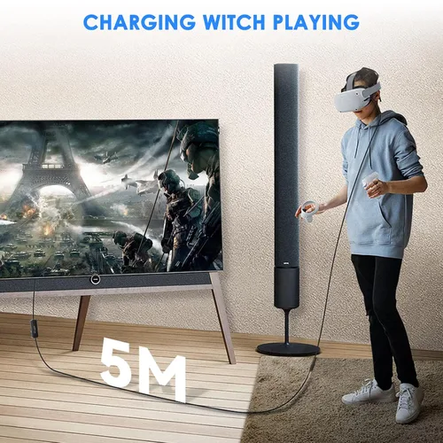Vista 7 de Cable de enlace USB de 16.4 ft compatible con OculusMeta Quest 2ProPICO 4 accesorios VR auriculares separados USB C 100% puerto de carga