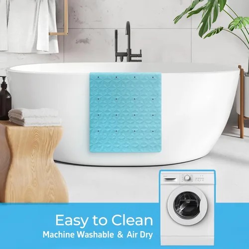 Vista 5 de WRISIN Tapete antideslizante para bañera y ducha, tapete de goma natural con 241 ventosas, tapete de seguridad suave para baño, patrón único