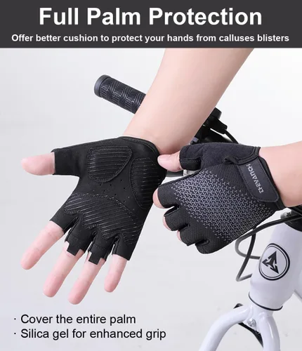 Vista 2 de SUJAYU Guantes de entrenamiento sin dedos para hombres y mujeres guantes de bicicleta para hombres accesorios de bicicleta de ciclismo, guantes
