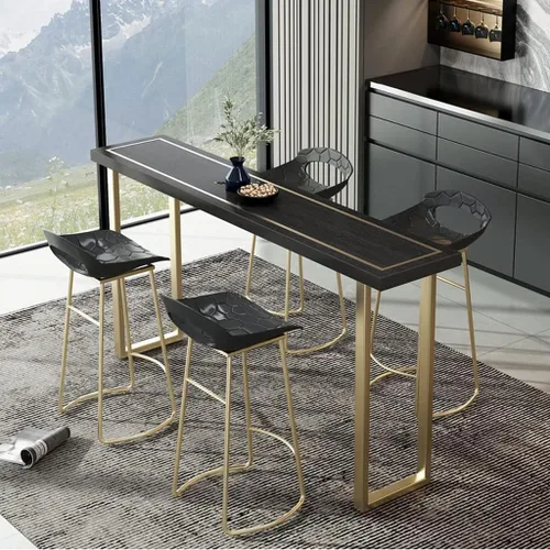 Vista 5 de Mesa de bar de altura de bar, mesa de bar de madera maciza, mesa alta para pared del hogar, mesa larga, sala de estar, dormitorio, balcón, mesa 47.2