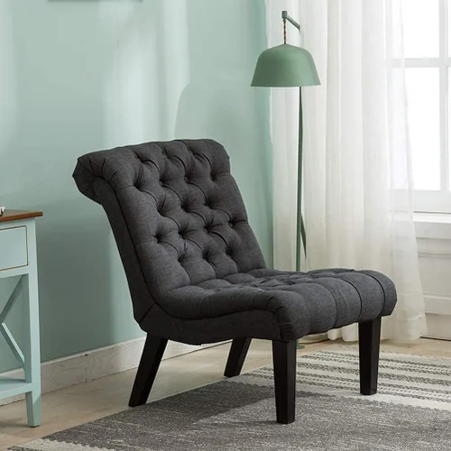 Vista 7 de HAOBO Home Silla de acento sin brazos con botones capitoné silla lateral para sala de estar dormitorio Funiture