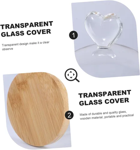 Vista 9 de Amosfun Love - Cubierta de cristal para exhibición de flores, cúpula de cristal transparente con base de madera para decoración del hogar
