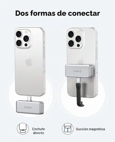 Vista 4 de ORICO FlashPod 64GB SSD portátil de aleación de aluminio con carga rápida PD de 100W, diseño de conexión directa, unidad de estado sólido externa
